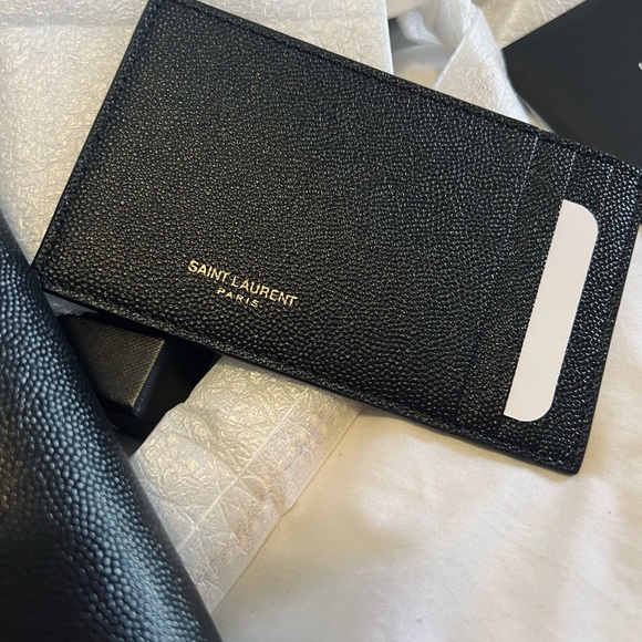 NIB YSL Uptown Pebbled Calfskin Leather Wallet on a Chain - Picture 9 of 14